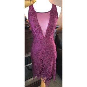 Maroon lace bodycon